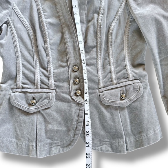 White House Black Market Grey Velvet Ribbon Trim Blazer, Jacket, Women’s 4 - Picture 10 of 13